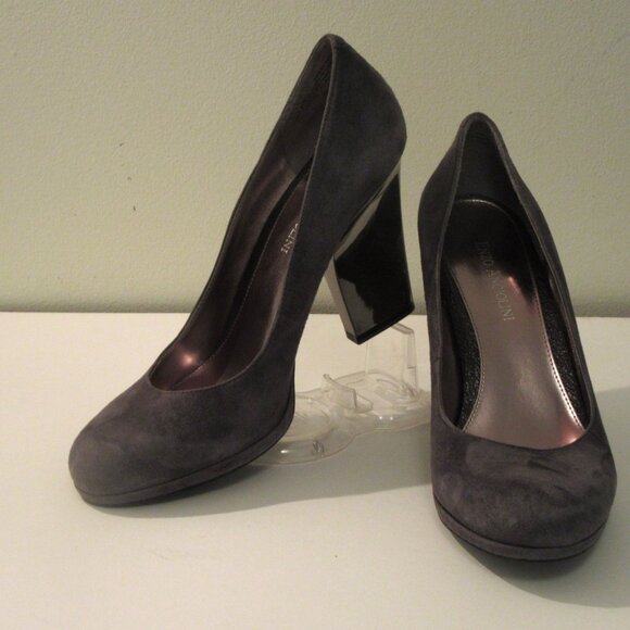 ENZO ANGIOLINI Genuine Suede PUMPS with Silver Leather High Heels & Insole - Picture 3 of 9